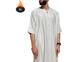 Nivard Islamitische Kleding - Djellaba Heren - Moslim Kleding - Arabisch Mannen Kaftan - Alhamdulillah - Wit XL