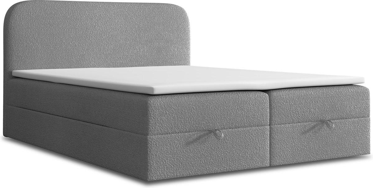 Meuba Home - Vivaldi Boxspring - Grijs - 200x200 - Stof - Met topper 8cm