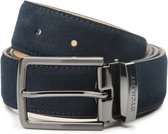 DTCH. FIT Ceinture Homme Suede Oliver - Boucle gunmetal réglable - Riem Bleu Foncé - Ceinture Pantalon & Jeans - 105cm - Longueur totale 120cm