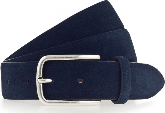 Vanzetti Cuir Ceinture Velours Belt W85 Teal Bleu marine
