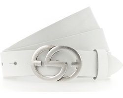 Vanzetti Leren Riem Full Leather Buckel Belt W110 White Wit