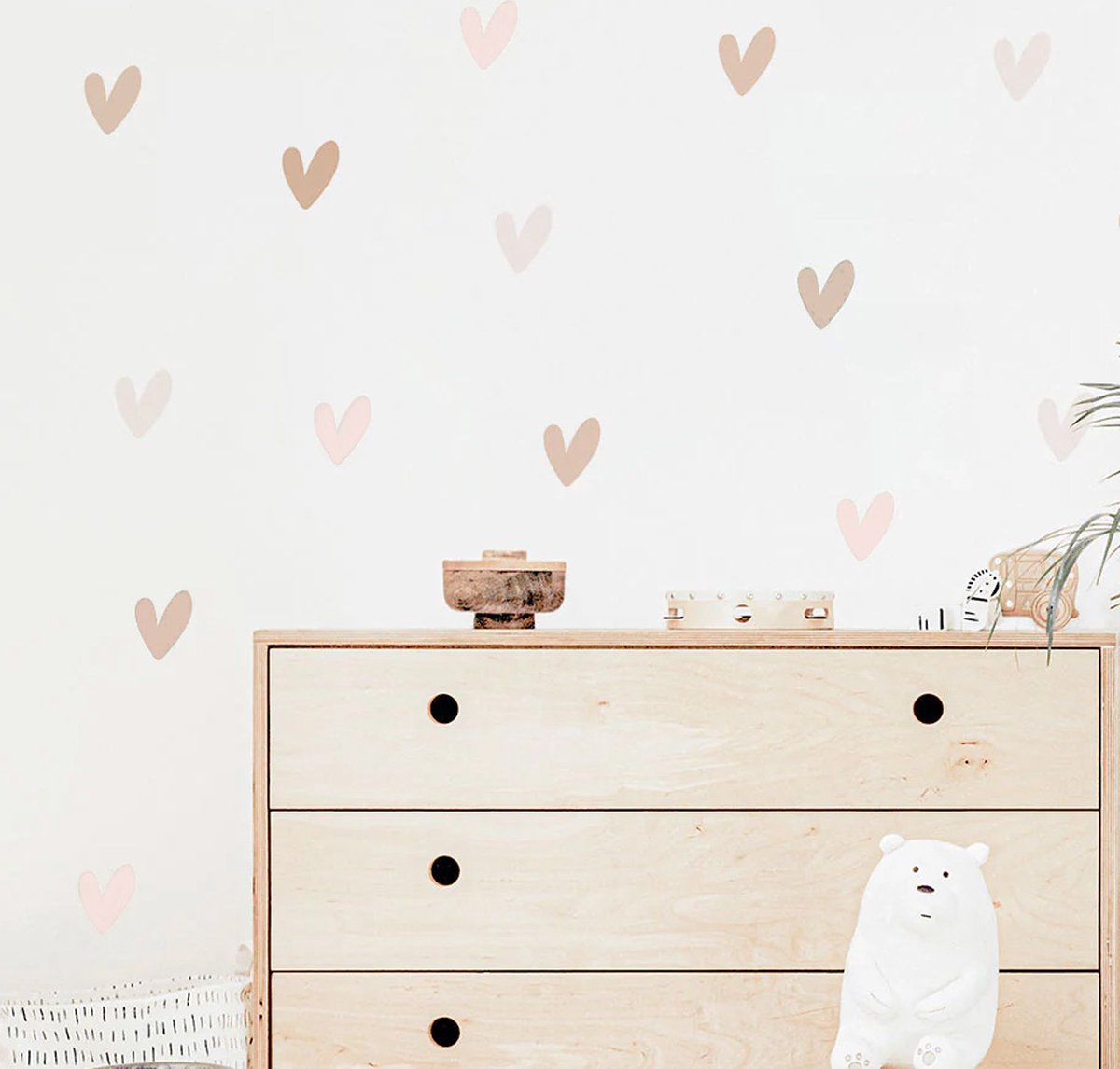 Decochic® - Muurstickers hartjes - 90 stuks - roze - babykamer - kinderkamer - muurdecoratie