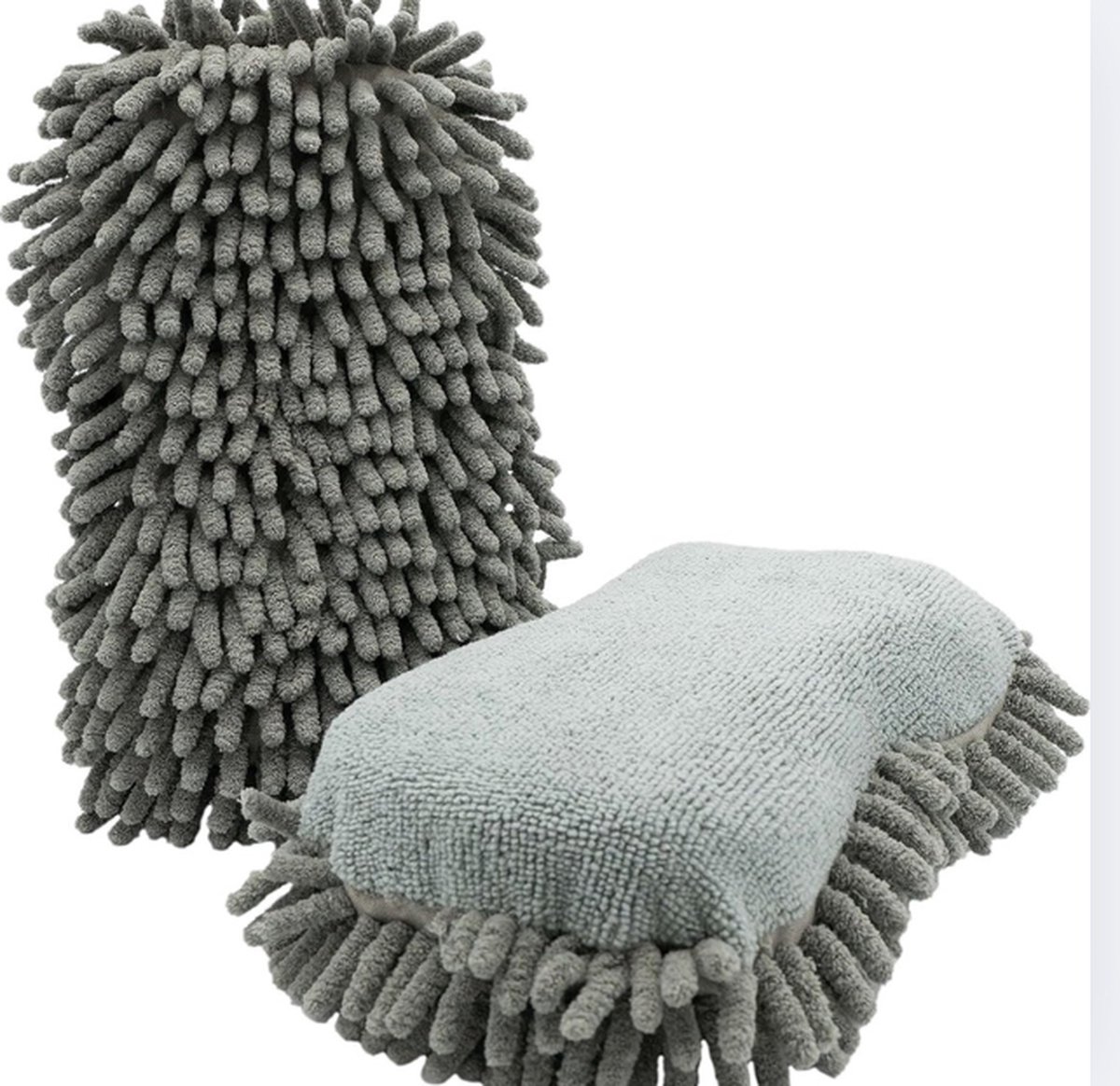 Goedkoopste Premium 2-in-1 microvezelspons | chenille microvezel | grijs 28 x 13 x 6 cm | spons voor zachte handwas | autospons autoverzorging