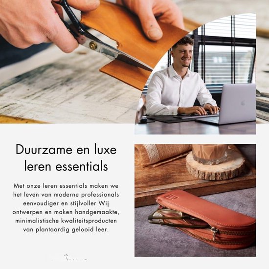 NEGOTIA Alpha - Dubbele Brillenkoker - Brillenhouder - Brillenetui - Brillenhoes Voor Dames & Heren - 100% Luxe Top-Grain Leer Met Beschermende Hard Case - Bruin