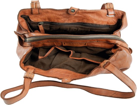 HAROLD'S Cuir Sac à épaule Submarine Shopper Twin Cognac Brun