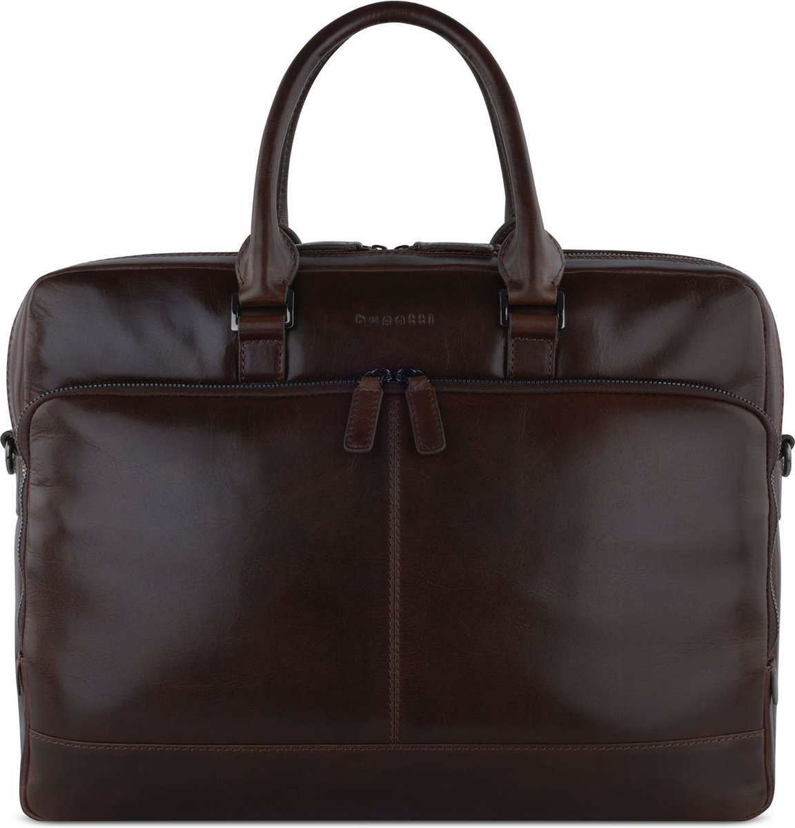 bugatti Business tas Schoudertas met laptopvak Romano Briefcase Brown Donkerbruin