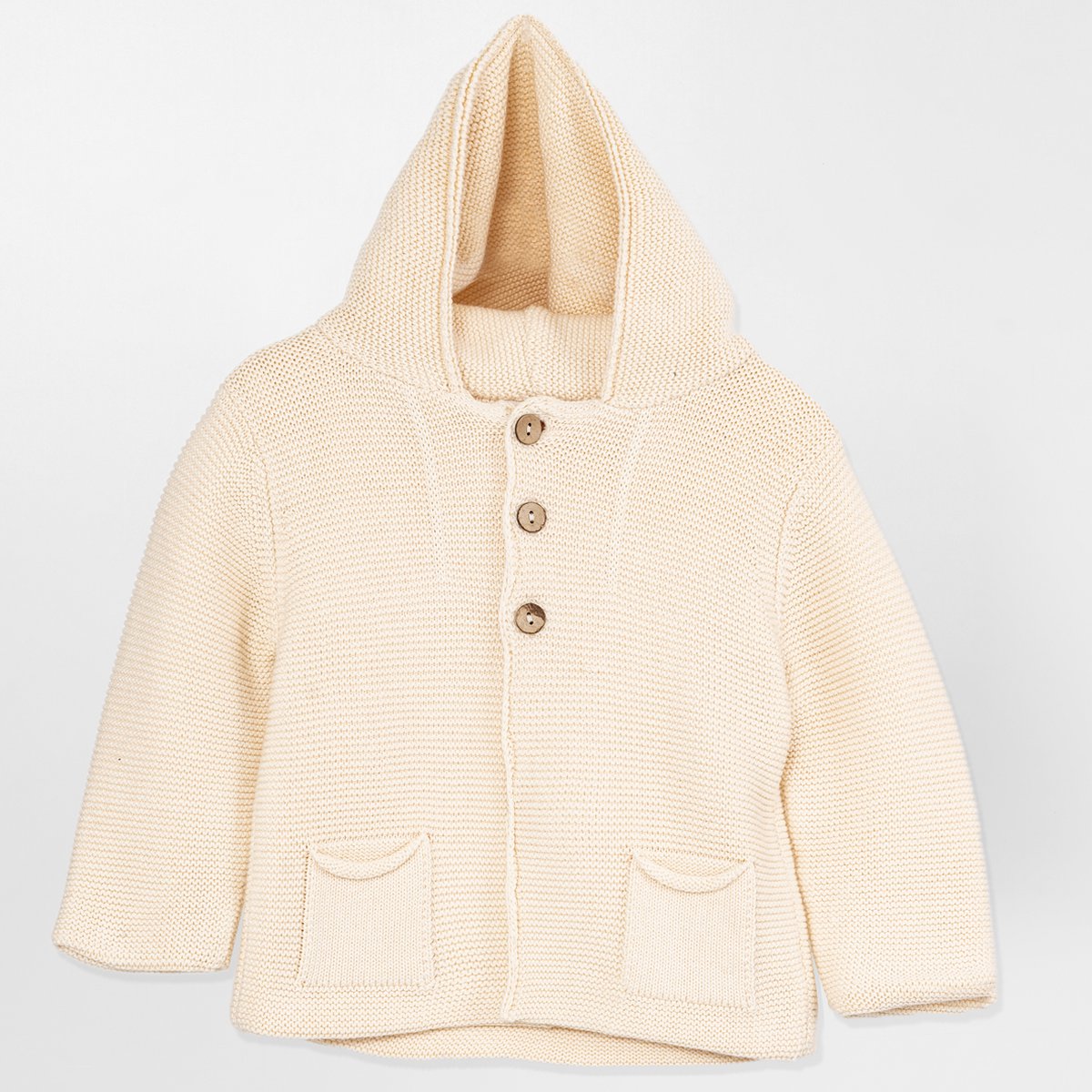 Minora Baby Gebreid Vest met capuchon- Babykleding jongens en meisjes- Cardigan-Hoogwaardige Baby jas- Unisex Winterjas- Beige 18 Maanden/86-Kraamcadeau - Babyshower, Newborn- Sinterklaas