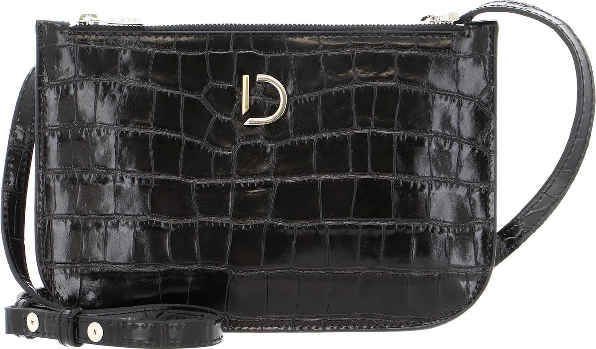 DECADENT Leren Schoudertas Avondtas Marcia Small Double Bag Croco Black Zwart