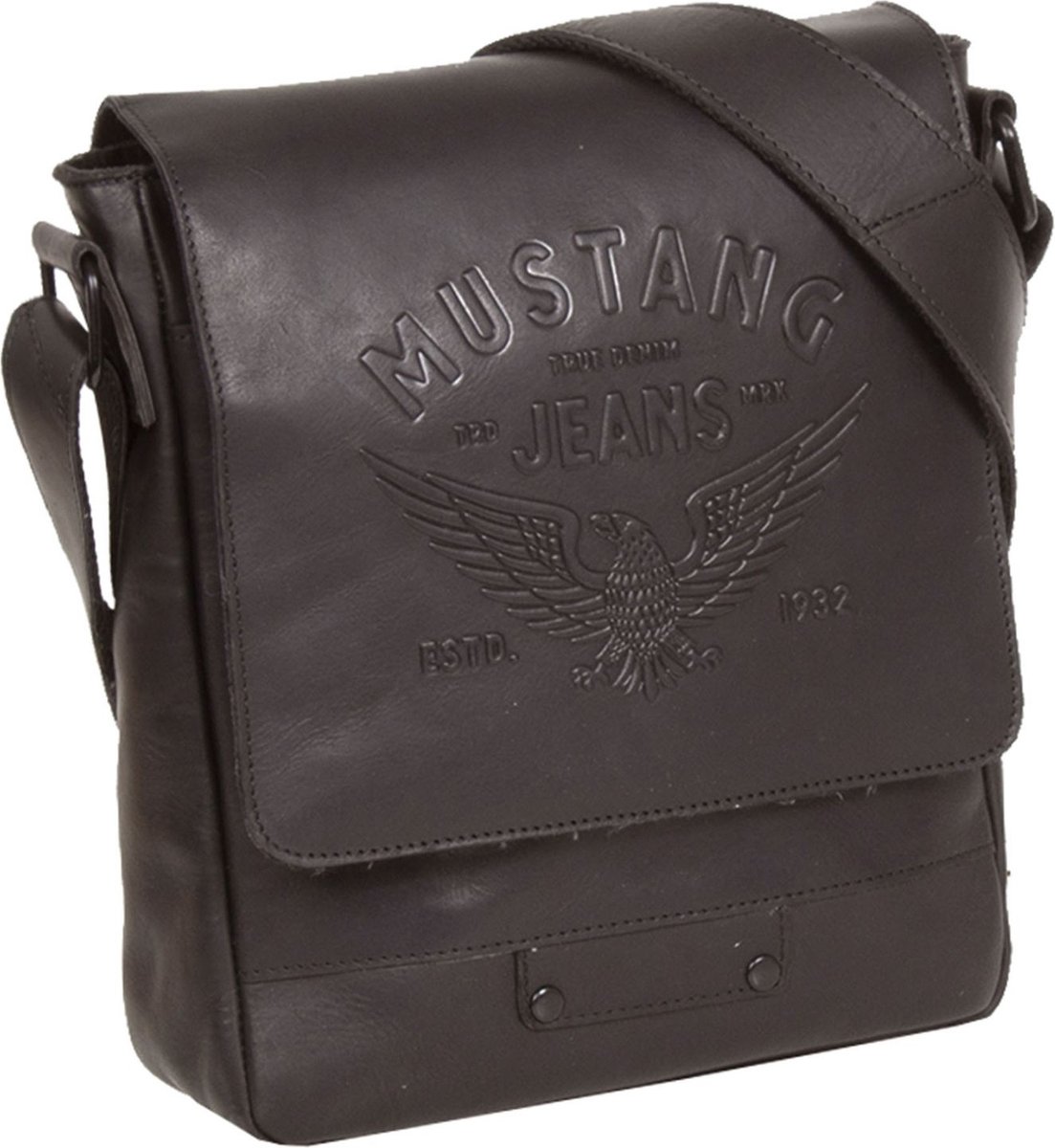 MUSTANG Leren Schoudertas Valencia Assis Shoulderbag Brown Donkerbruin