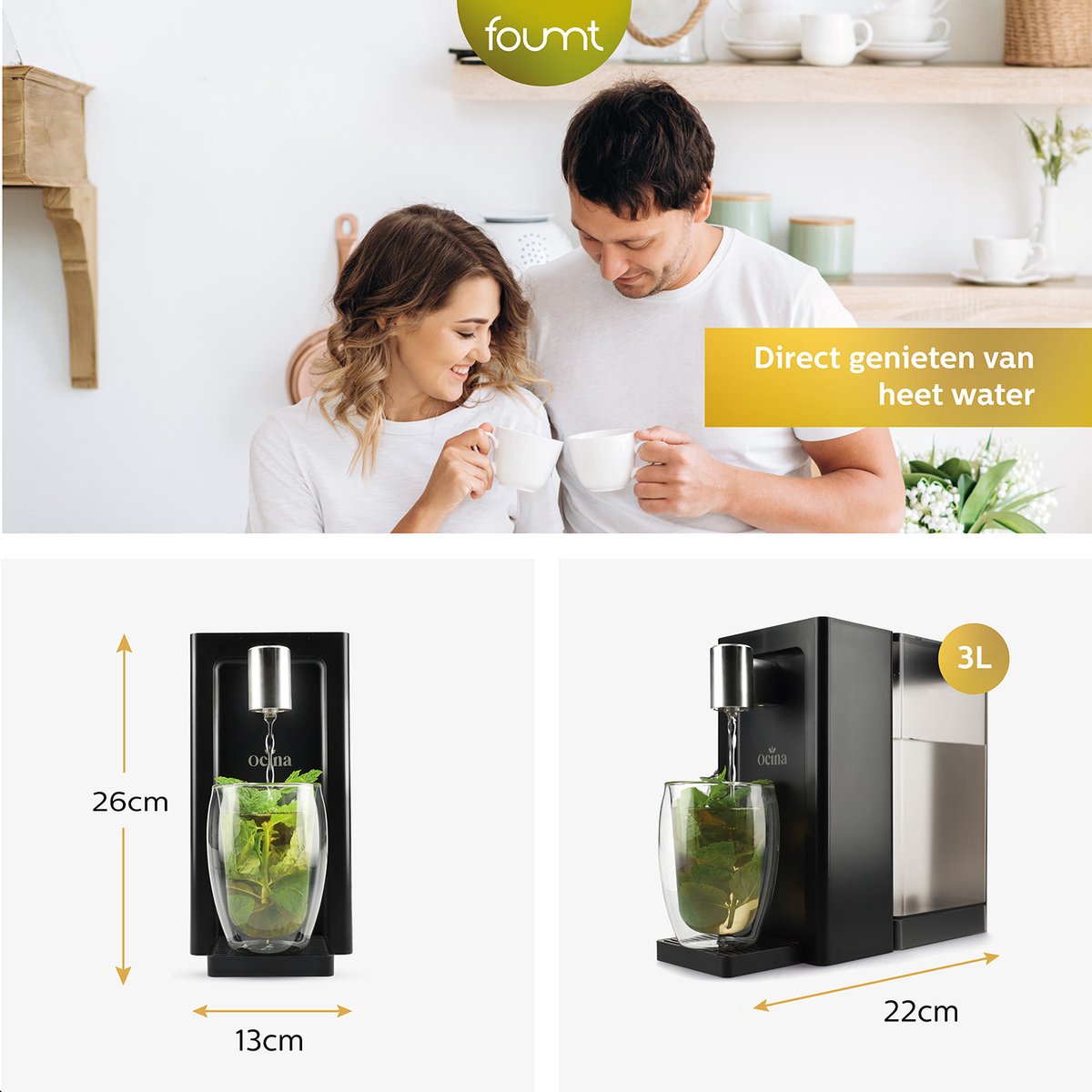 Ocina Heetwaterdispenser met Digitaal Display - Luxe Instant Waterkoker - 3 Liter - Zwart — afbeelding 4