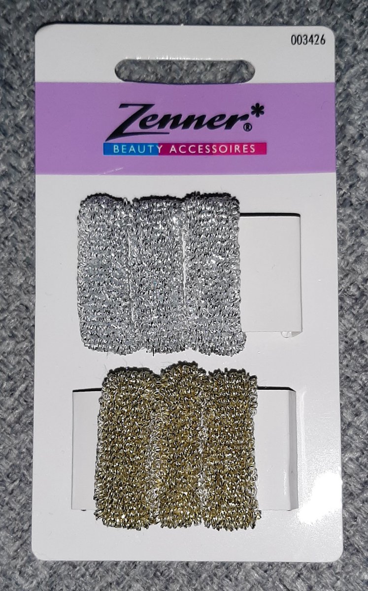 Zenner - 3x zilveren haarelastiek - 3x gouden elastiek - feest glitter glamour elastiekjes small - 6 haarelastiekjes zilver en goud