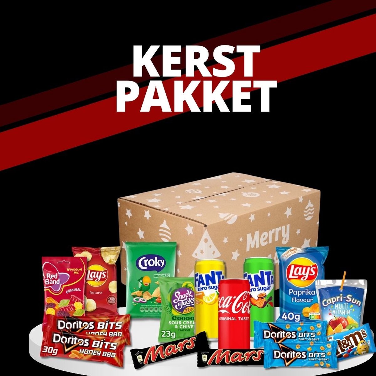 Kerstpakket - Kerstpakket doos - Kerstpakketten - Kerstpakket food - Middel pakket - 16 producten