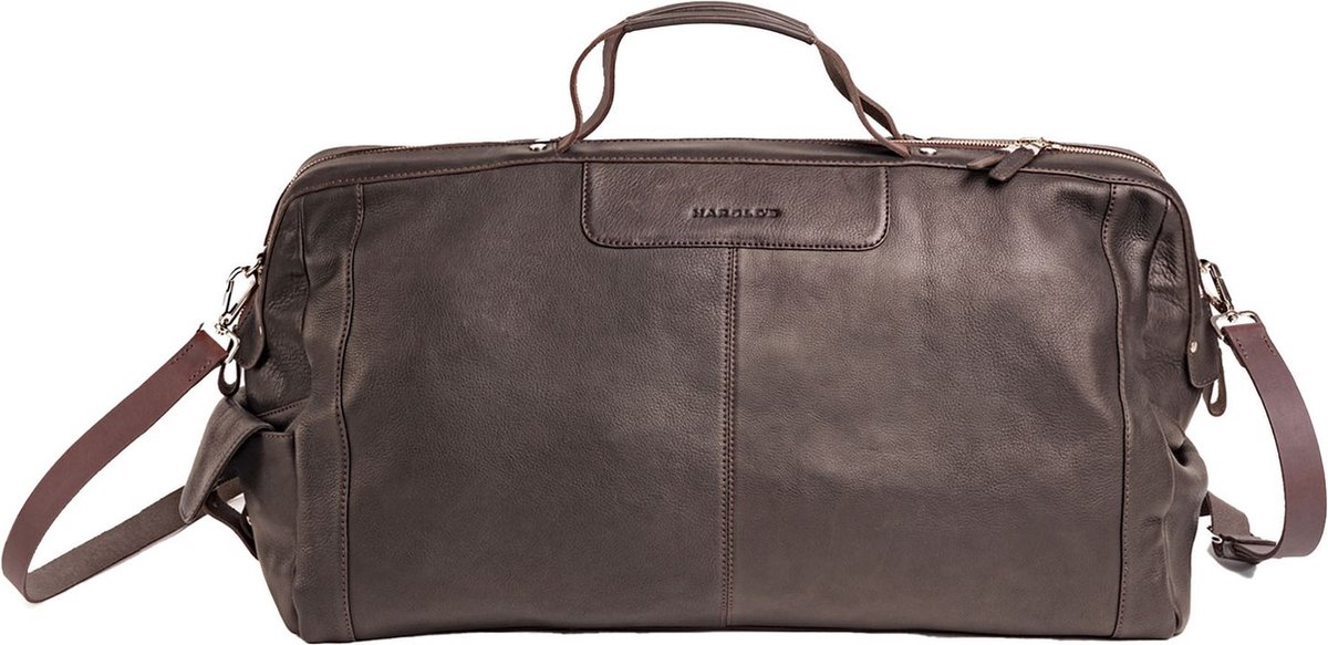 HAROLD'S Leren Reistas Country Framebag Travelbag Brown Donkerbruin