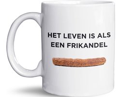 NietMokken.nl - Grappige mok 325ml - Het leven is als een frikandel, je moet 't zelf speciaal maken - Beide zijden bedrukt - Vaatwasser- en magnetronbestendig - Leuke beker als cadeau - Keramische tas - Afbeelding + quote versie