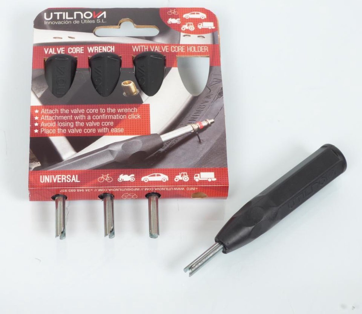 Démonte obus valve x4 Utilnova SC01 avec système d'encrage de l'obus pour moto scoot