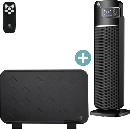 AirKing Elektrische kachel - 2000 Watt - Zwart - Keramische ventilatorkachel + Airking convector kachel