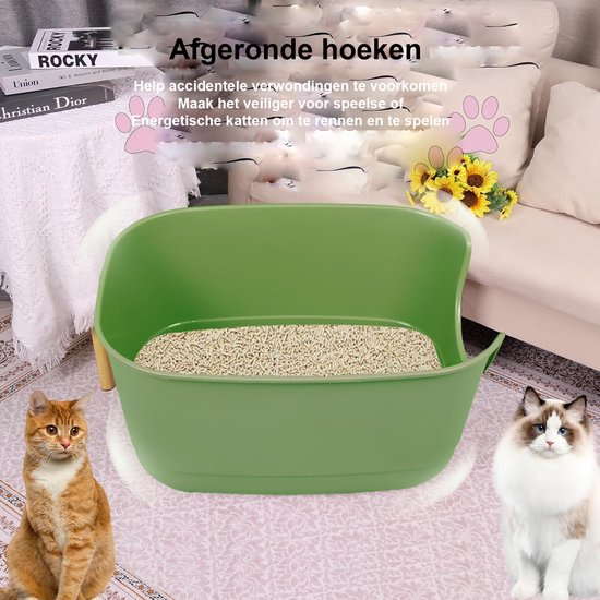 Vealind Grote kattenbak met hoge zijkanten en extra diepe bak, geschikt voor meerdere katten, anti-spatten kattenbak (wit Vealind Grote kattenbak met hoge zijkanten en extra diepe bak, geschikt voor meerdere katten, anti-spatten kattenbak (wit