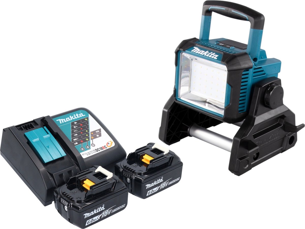 Makita DEADML 811 RG accu bouwspot 14,4 / 18 V 3000 lm LED + 2x accu 6,0 Ah + lader