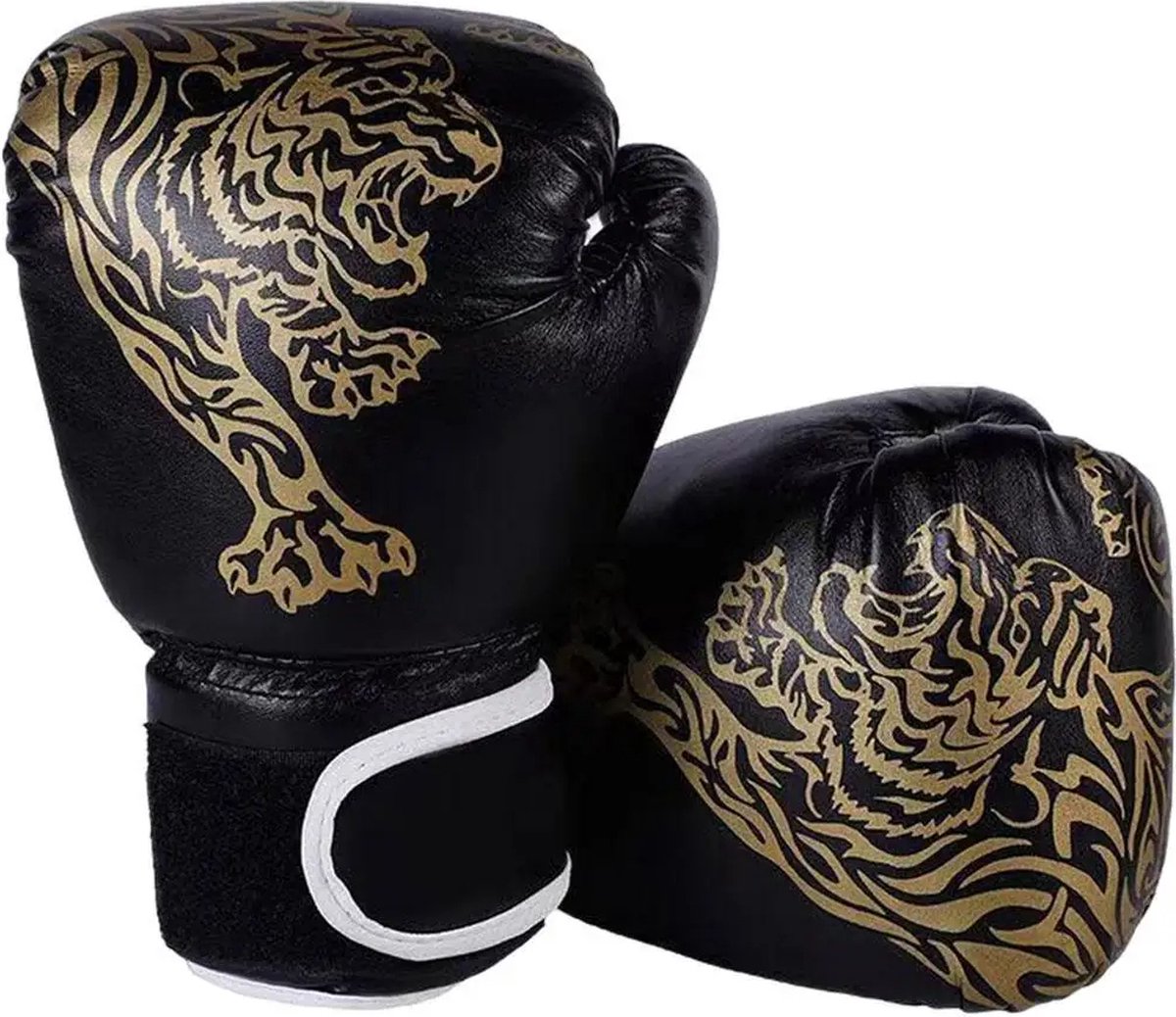 Bokshandschoenen Voor Volwassenen Ademend Pu-leer Vechthandschoenen Bokstraining Kickbokshandschoenen Voor Gmy Binnen Buiten Sport - Zwart Tijger