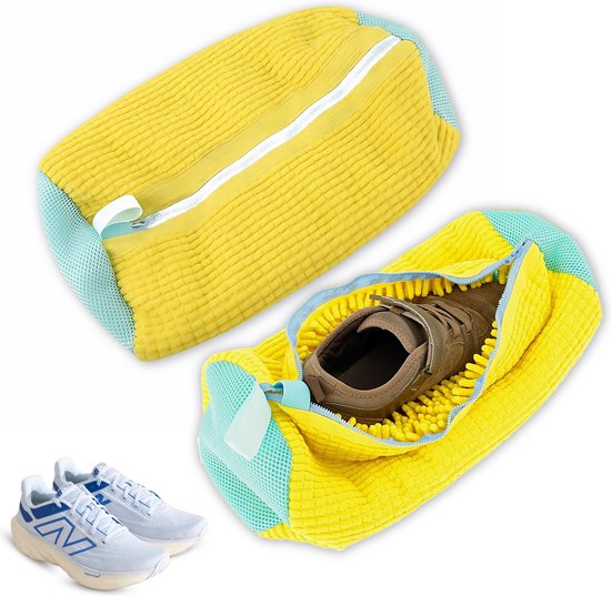 Sac de lavage de Chaussures pour femmes 2 pièces avec fermeture éclair - Nettoyage complet à 360° - Sac de lavage de Baskets pour femmes pour le linge - Sac de lavage de chaussures Machine à laver