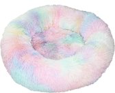 KUSSIES® Kussen 40 Cm Met Wasbare Hoes - Regenboog Tie Dye - Hondenkussen Kattenkussen - Donut Ronde Kattenmand Kat Puppy Dierenkussen Kinderkamer