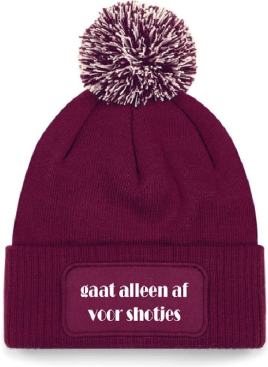 Bonnet à pompon #Cold Hey! *couleur rouge bordeaux