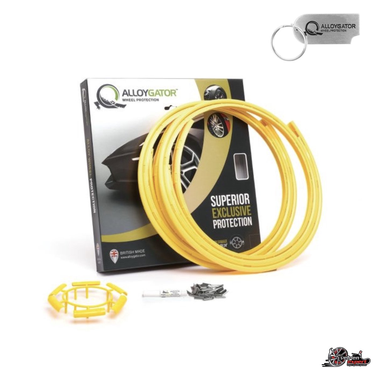 Alloygator Velgbescherming + Sleutelhanger | Geel | Stoeprand Bescherming | EXCLUSIVE (12-24" inch)