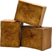 GREEN FADEL Aleppo Zeep Original 3 x 200g (Deluxe) Aleppo Zeep 40% Laurierolie, 60% Olijfolie, Olijfoliezeep, Kernzeep, Natuurlijke Zeep, Aleppo Soap, Handgemaakt, Vegan