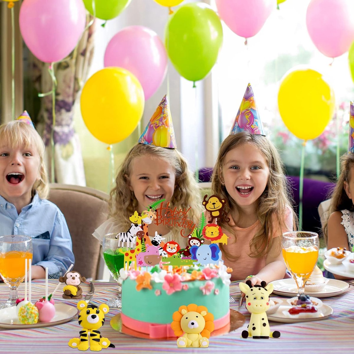 Jungle Dieren Cake Decoratie Safari Dier Olifant Geld Leeuw Giraffe Cake Topper Voor Baby Shower Jongen Een Jaar Oud Feest Cadeau  15