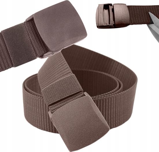 Verk Tactical Gear - Riem tactique - Ajustable - Boucle en plastique - Ceinture de travail - 120 cm - Marron