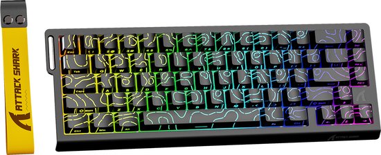 ATTACK SHARK X68HE - Magnetic Switch Wired Gaming Toetsenbord - 66keys - RGB - Side Printed PBT Keycaps - Decorative Lanyard - 8Khz - 0.01mmRT - 0.125ms - Black Contour Line