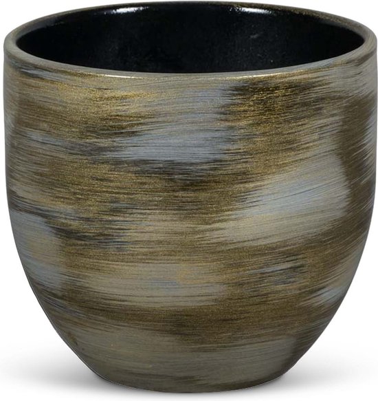 Bloempot voor Binnen - Aardewerk - Metallic Choco Grijs - Ø29 cm