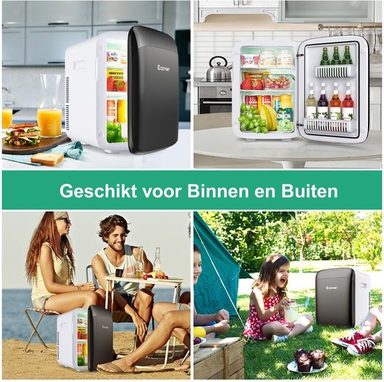 Mini Koelkast 15L – 2-in-1 Koel- & Warmfunctie – Draagbaar – Van -3 ℃ Tot 50 ℃ – Voor Auto & Thuis – Wit/Zwart — afbeelding 3