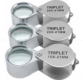 3stuks - Juweliersloep - Diamantloep - Zakformaat - Vergroting 30x+20x+10x - 60*25*18mm - zilver - Metaal