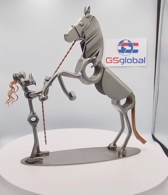 BRUBAKER Wine Bottle Holder Rider - Metal Sculpture Bottle Stand - 43cm Metal Figure Wine Gift for Equestrian and Equestrian Fans with Greeting Card