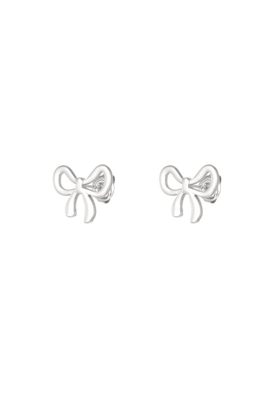 Oorknopjes met strik - Oorstekers - Studs - Yehwang - 1,55 x 1,30 cm - Stainless Steel - Waterproof earrings - Zilverkleurig oorbellen - Nikkel vrij - Dames-/Kinder oorbellen