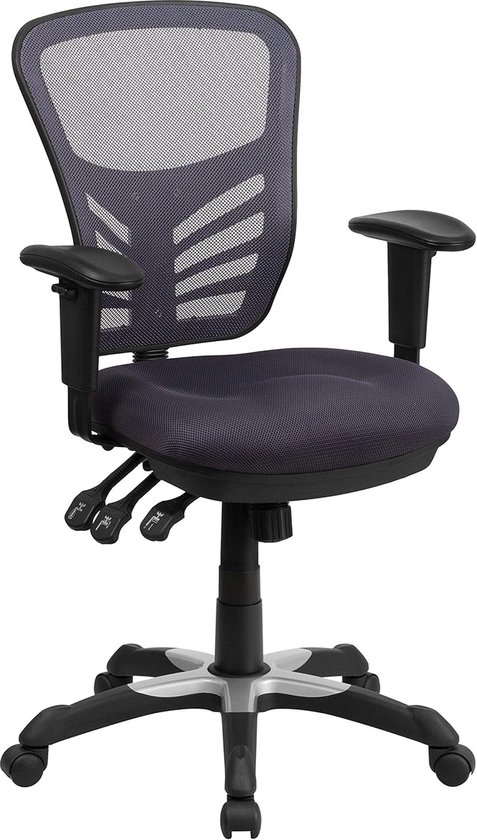 Verstelbare ergonomische bureaustoel van ademend mesh met grijze afwerking - Mesh - Donkergrijs