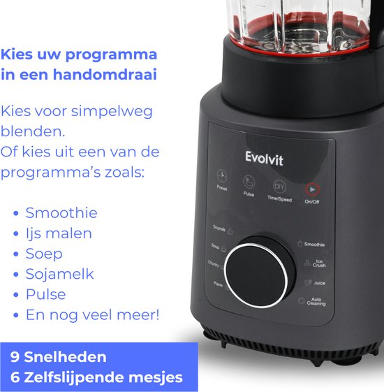 Evolvit 3-in-1 Blender, Soepmaker & Smoothiemaker - 1200W - Blender - Blenders - Smoothiemakers - Cadeau van Evolvit — afbeelding 3