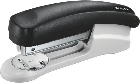 Zwarte en witte Leitz nietmachine.