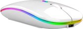 Draadloze Muis - 2.4G - Oplaadbaar - Bluetooth Muis Draadloos - RGB LED - Laptop - Universeel - Ergonomisch - 4 Knoppen - Stil - Wit