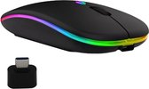 Draadloze LED Bluetooth Muis - Ergonomisch - RGB - Laptop en Gaming - Draadloos - Zwart