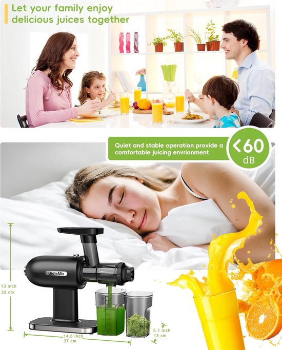 Ariqo Slowjuicer - Juicer - Juicers - Eenvoudige Schoonmaak - Blad en Steel - 220V - Zelf Onstopping - 92% Sap Opbrengst van Ariqo — afbeelding 2