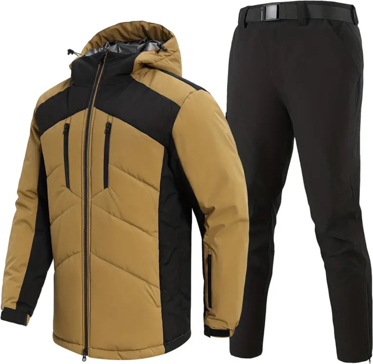 Livano Skipak - SkiBroek - Skijas - Ski Suit - Wintersport - Heren - 2-Delig - Beige - Winter - Maat S