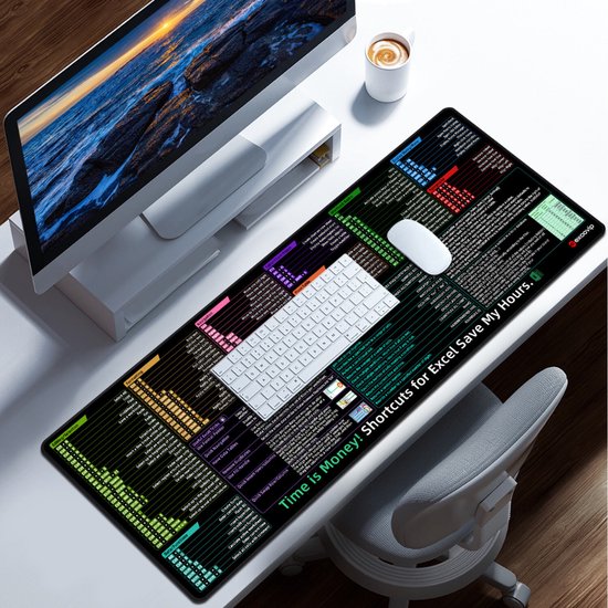 Grand tapis de bureau – Sous-main – Raccords Excel – Clavier et tapis de souris – Bord cousu – Basis en caoutchouc antidérapant