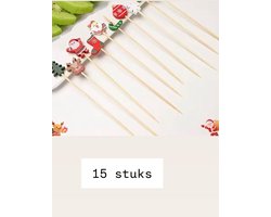 Akyol - 15 x kerst partyprikkers – kerst versiering - cupcake prikkers - kerst prikkers - sate prikker kerst - versiering op tafel - cocktailprikkers - party prikkers - Feestje – prikkers voor een feestje - Feest prikkers - cocktailprikkers