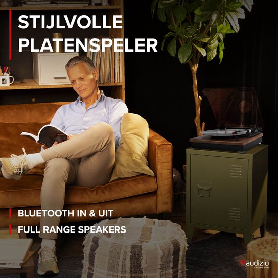 Platenspeler met Bluetooth IN/OUT en Ingebouwde Speakers - Audizio RP112D - Retro - Darkwood — afbeelding 3