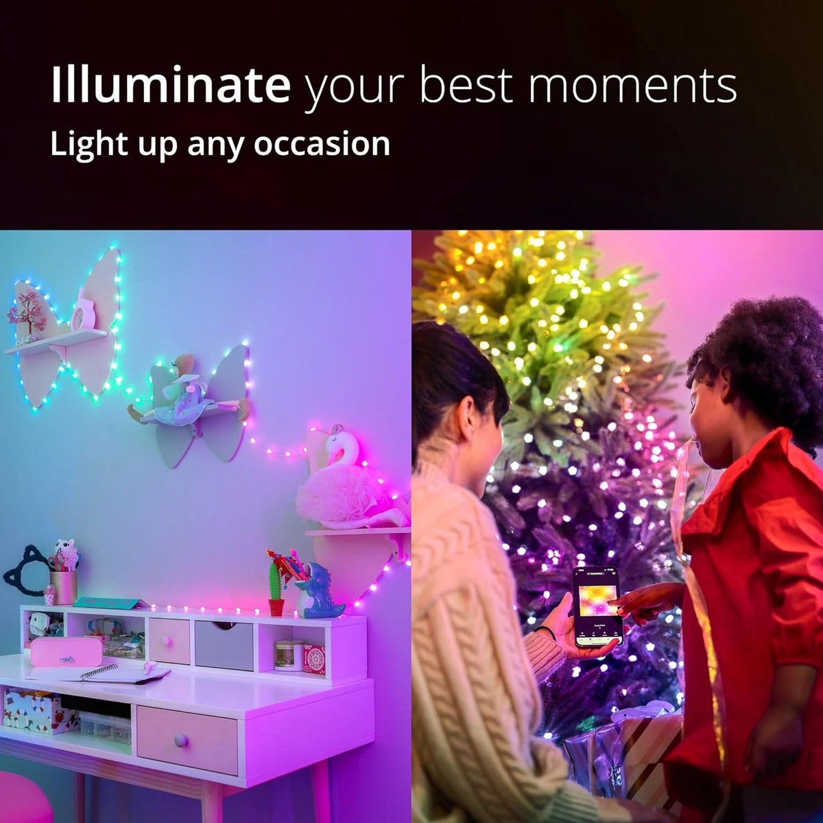 Twinkly Candies Hearts Lichtsnoer - 200 LED RGB - 12 meter - App-gestuurd - Binnen - Groen snoer – foto 5
