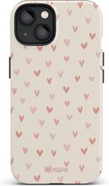 VivaLora Tough Telefoonhoesje iPhone 13 met MagSafe - Hartjes Print - Love Confetti - 2-in-1 Phone Case - Hard Case & Siliconen Backcover - Extra Bescherming - Shockproof Cover - Roze