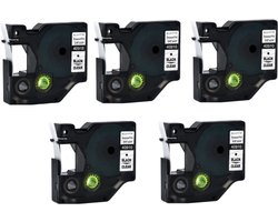 Label Tape Geschikt voor Dymo D1 40910 | 9 mm x 7 m | S0720670 - Zwart op Transparant - 5 stuks - Geschikt voor: 100 100PLUS 120P 150 160 200 210D 220P 260P 280 300 350 350D 360D 400 400 Duo 420P 450 450D 450 Duo 500TS PnP Wireless PnP