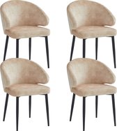 Bol.com Colenis® - Ruby Eetkamerstoel - Set Van 4 - Beige - Adoré Velvet - Design aanbieding